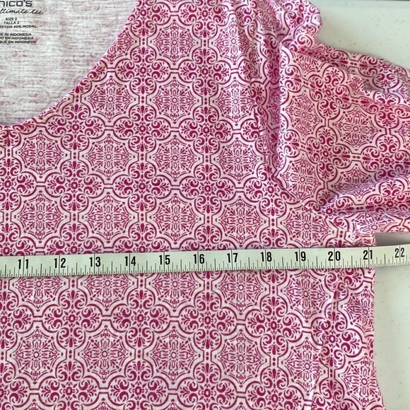 Chico's Medallion Tiles Tee Top 3/4 Sleeve V-neckline High Low Cotton Modal Soft - Picture 12 of 16